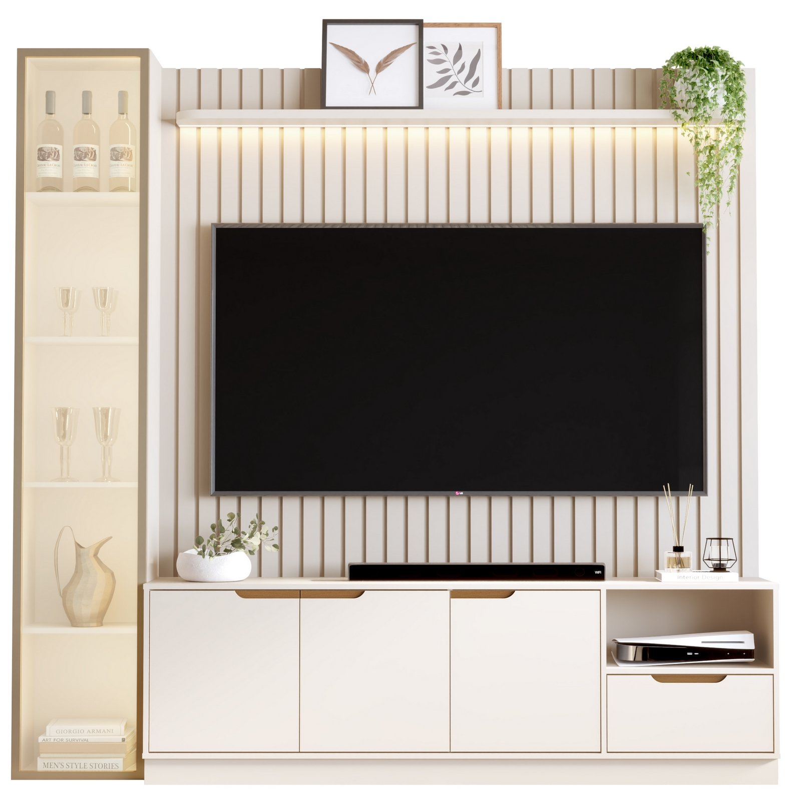 Home Tucumã Slim/Bancada 1.8 + Torre Modular 2.2 Off White – JB BECHARA (ESPECIAL) - Imagem 2