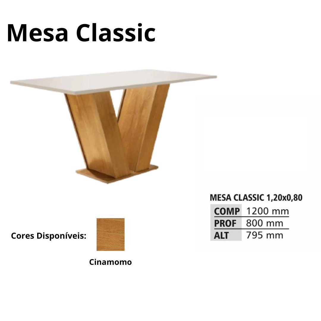 Mesa Classic 120 Cinamomo (Tampo Londres c/vidro) - CEL MÓVEIS - Imagem 2