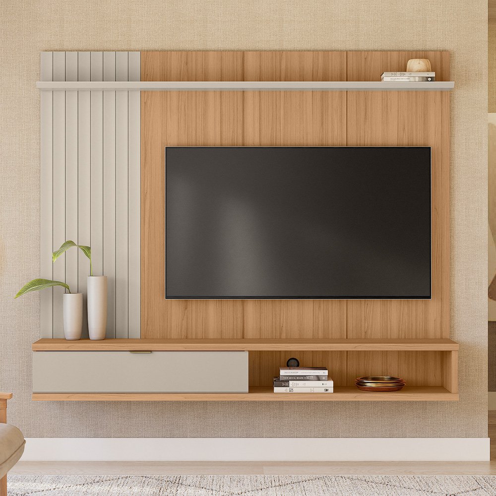 Painel Home até 75" Sintra Jequitibá/Off White Fosco - LINEA BRASIL - Imagem 5