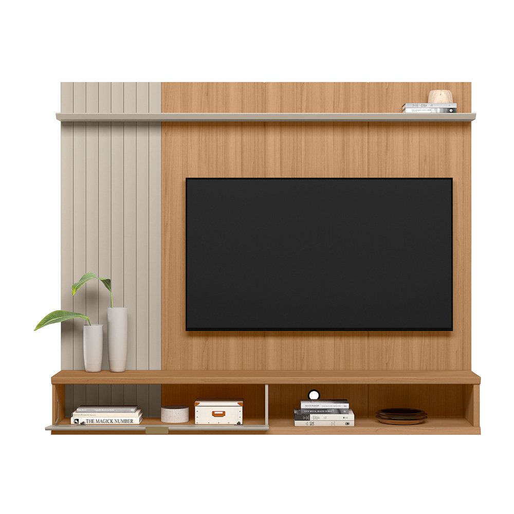 Painel Home até 75" Sintra Jequitibá/Off White Fosco - LINEA BRASIL - Imagem 8