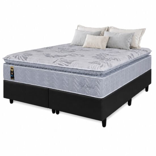 Alternative view of Colchão Queen High Comfort 34 cm D28 Molas Ensacadas + Base Simples Corino Preto – KING KONFORT COLCHÕES + BIOSTAR