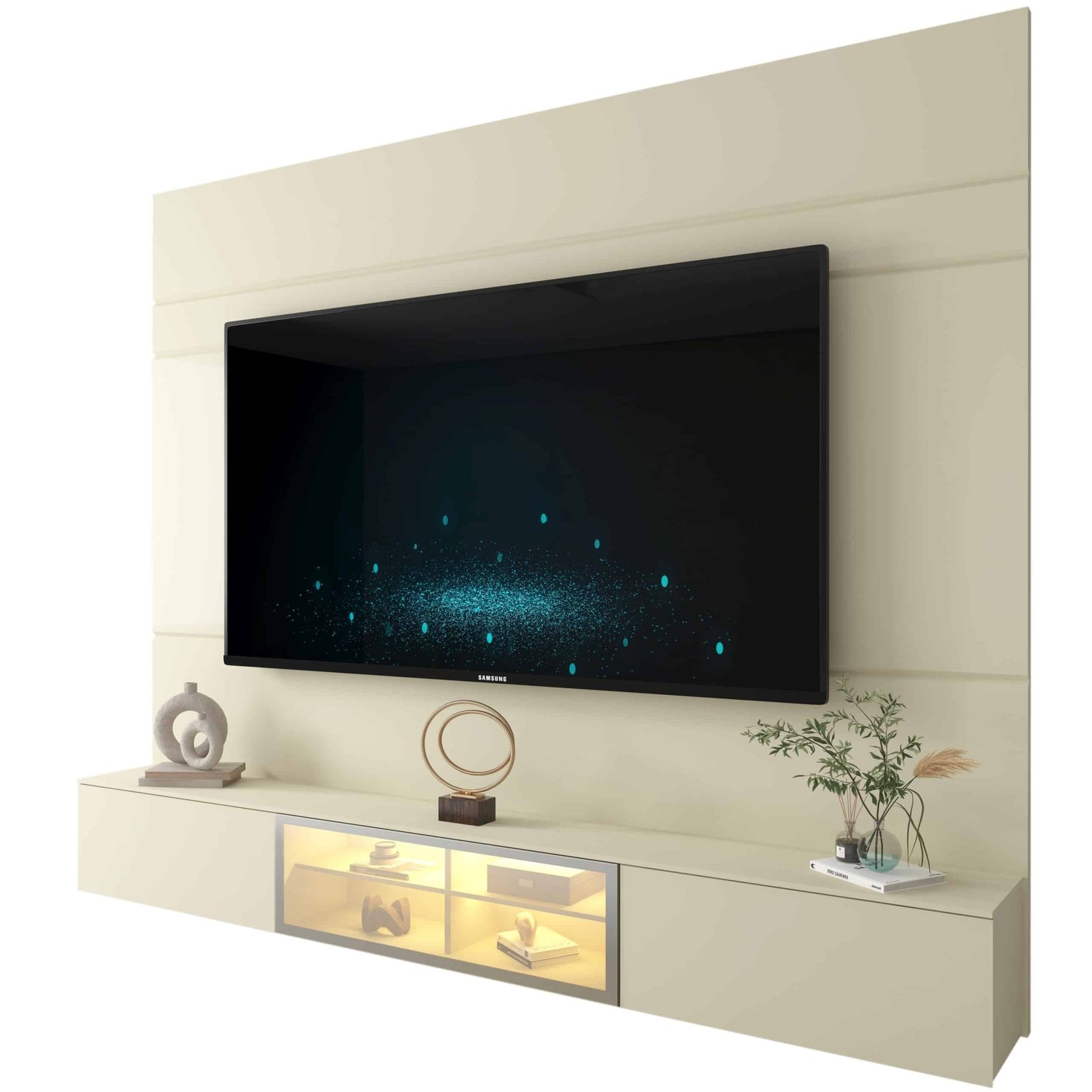 Painel até 85″ Luminare 2,17 m Off White + Nicho Luminare 2,15 m Off White – GELIUS - Imagem 5
