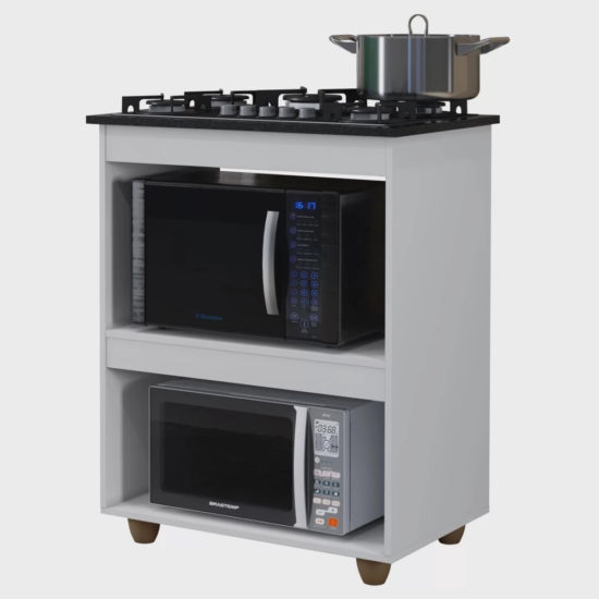 Alternative view of Balcão para Cooktop 5 Bocas Turim Branco – KAIKI MÓVEIS