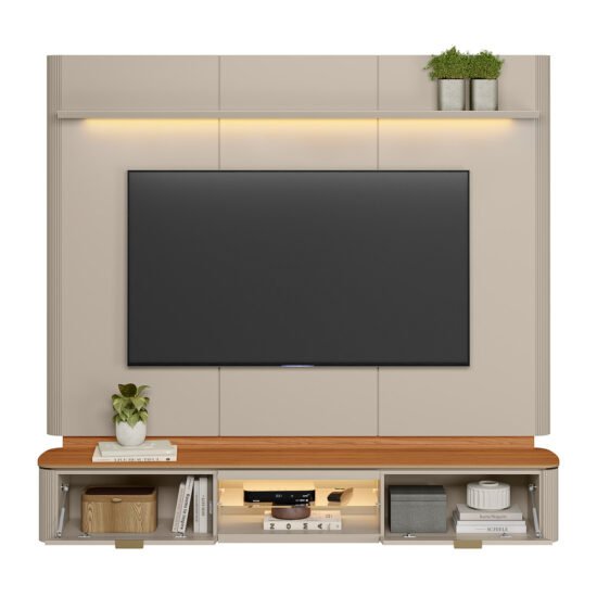 Alternative view of Painel Home até 70" Ferrara Canela/Off White Fosco - LINEA BRASIL