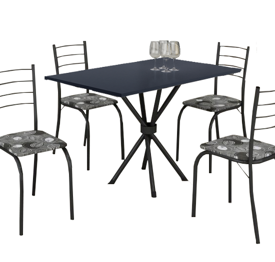 Alternative view of Mesa 4 Cadeiras Rio 100×60 Preto/Grafite – TEIXEIRA