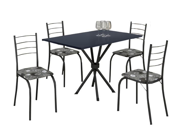 Mesa 4 Cadeiras Rio 100×60 Preto/Grafite – TEIXEIRA - Imagem 2