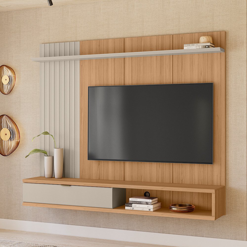 Painel Home até 75" Sintra Jequitibá/Off White Fosco - LINEA BRASIL - Imagem 6