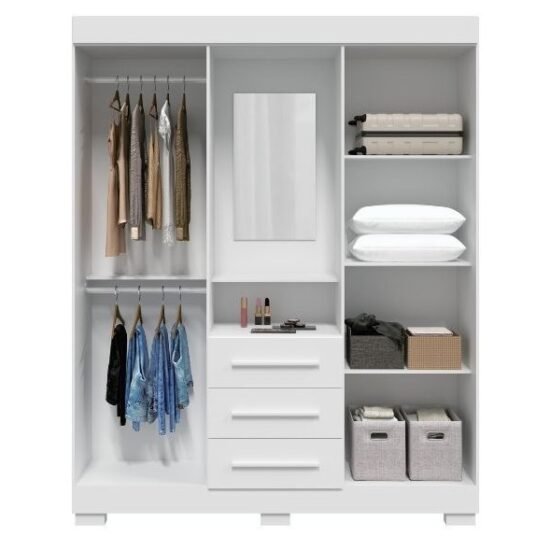 Alternative view of Guarda-Roupa Capelinha Emily Gold 1,64 m Branco – ACP MÓVEIS