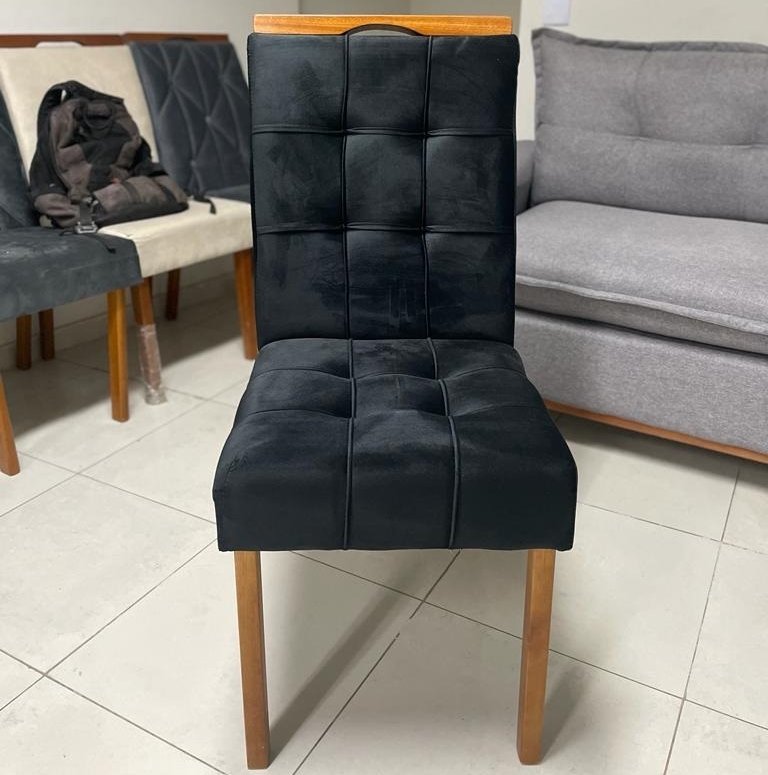 Mesa Amora BA35 160 (S/Vidro) Canela/Off White com 6 Cadeiras Sophia Veludo Preto – KAPPESBERG + WM DECOR - Imagem 2