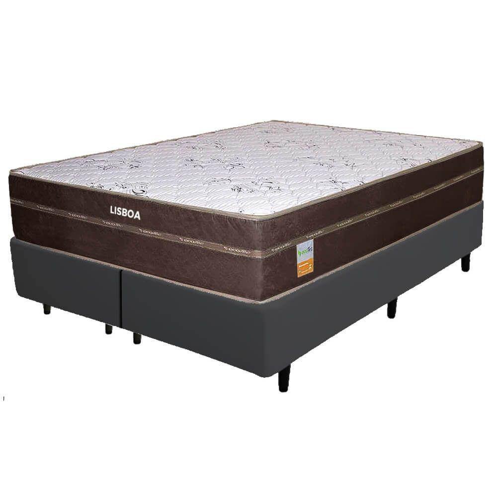 Colchão Queen Lisboa 24 cm D28 Molas Ensacadas + Base Simples Corino Preto – ECOTEC + BIOSTAR - Imagem 2
