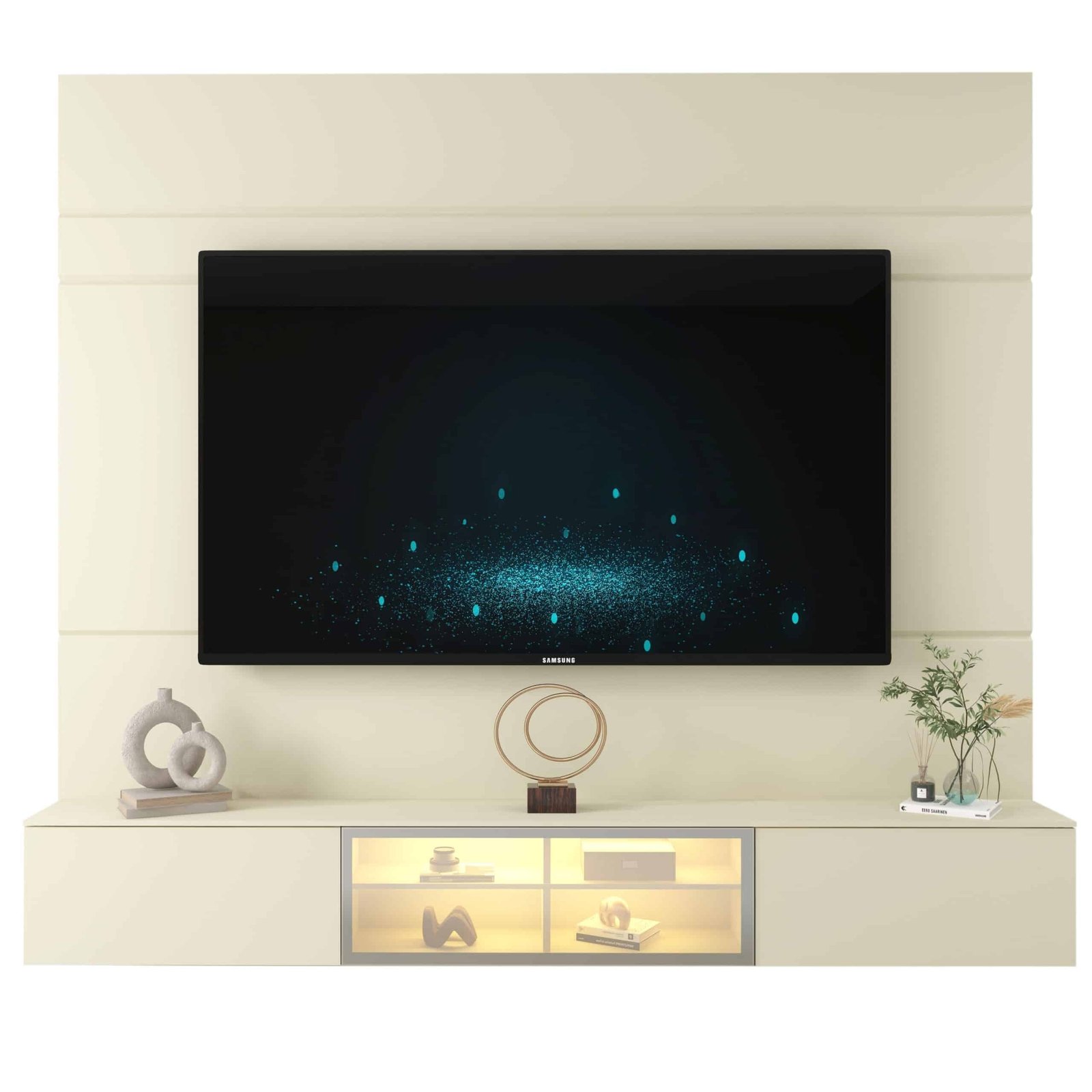 Painel até 85″ Luminare 2,17 m Off White + Nicho Luminare 2,15 m Off White – GELIUS - Imagem 6