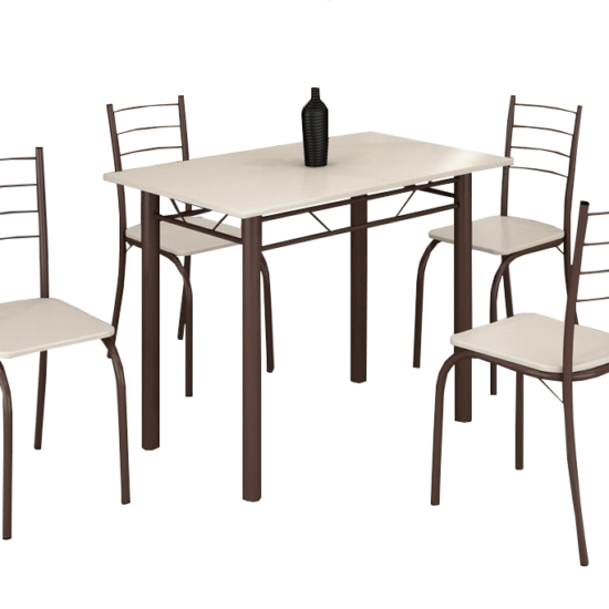 Alternative view of Mesa 4 Cadeiras Rio 100x60 (Base 2") Marrom/Off White - TEIXEIRA