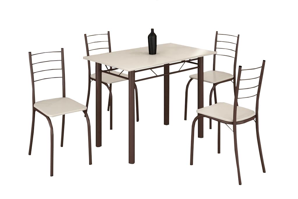 Mesa 4 Cadeiras Rio 100x60 (Base 2") Marrom/Off White - TEIXEIRA - Imagem 2