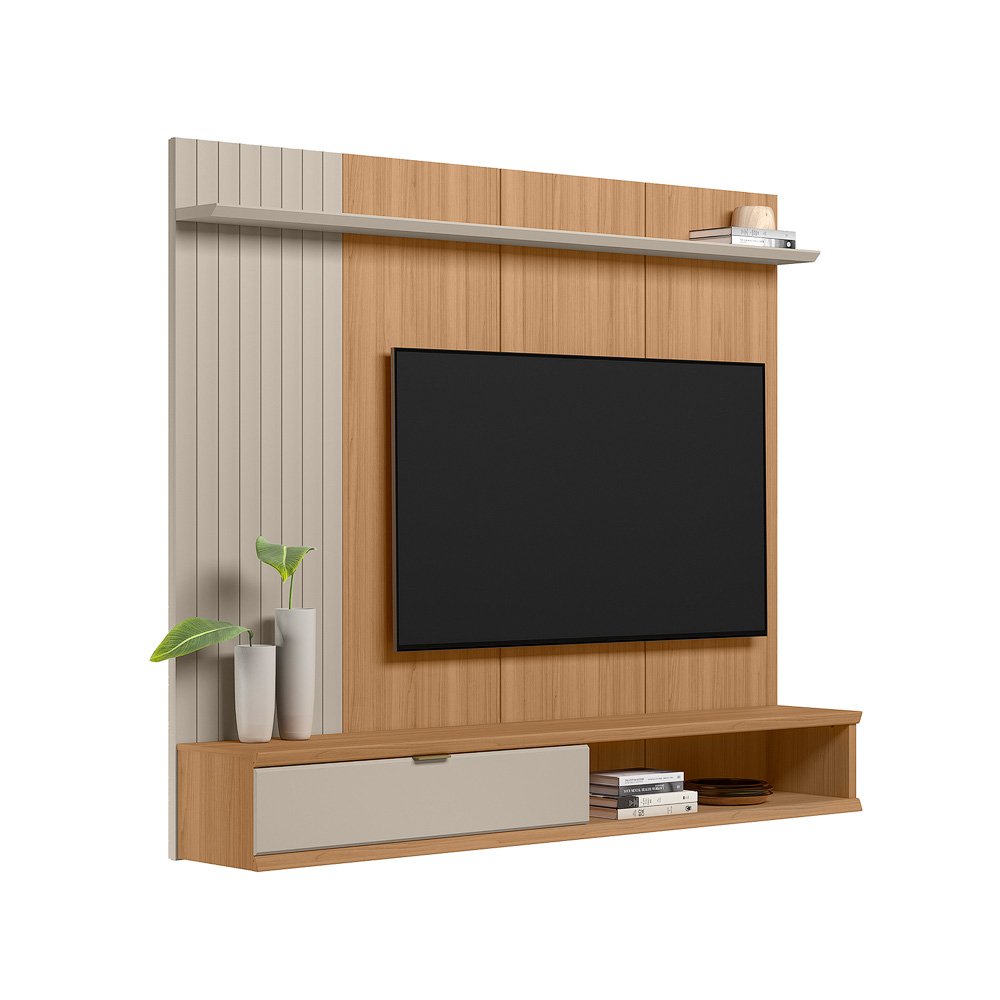 Painel Home até 75" Sintra Jequitibá/Off White Fosco - LINEA BRASIL - Imagem 9