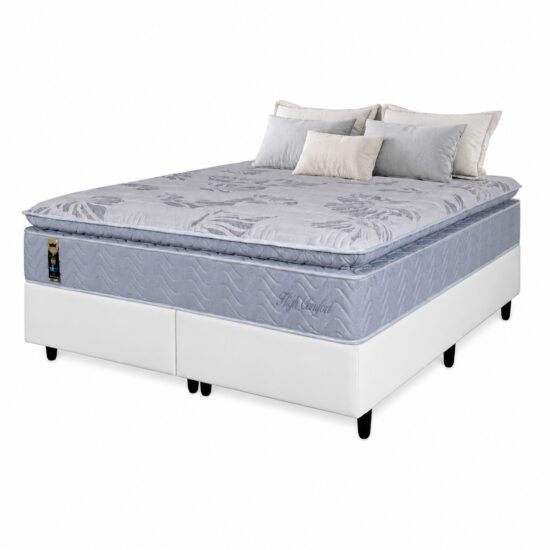 Alternative view of Colchão Queen High Comfort 34 cm D28 Molas Ensacadas + Base Simples Corino Branco – KING KONFORT COLCHÕES + BIOSTAR