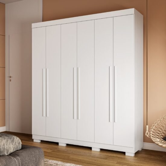 Guarda-Roupa 6 Portas Paolla 1,80 m Branco - ACP MOVEIS