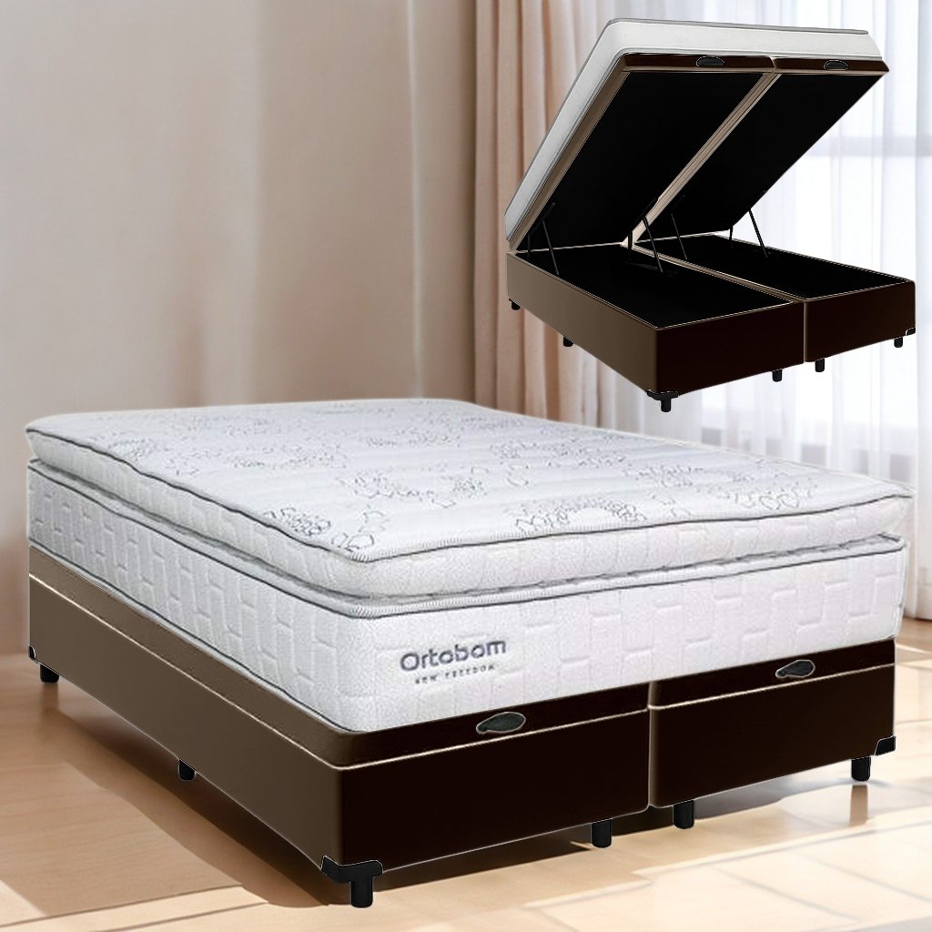 Colchão Queen New Freedom 32 cm D33 Molas Ensacadas + Base Baú Corino Marrom – ORTOBOM + BIOSTAR - Imagem 3