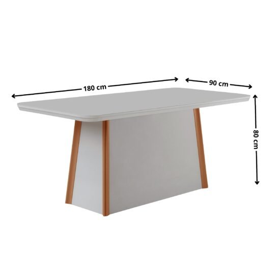 Alternative view of Mesa Tilia 180 Canto Copo Off White/Off White/Naturale – RUFATO